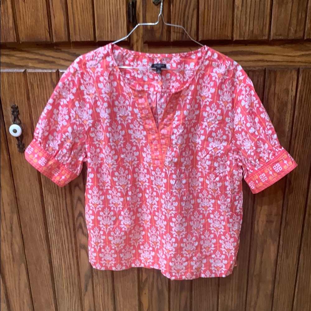 Talbot’s women blouse 
Orange and White 
Size L Petite
